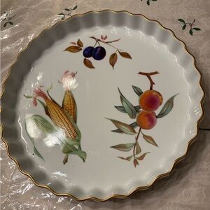 Royal Worcester Evesham Plate with Gold Trim and Fruit Design